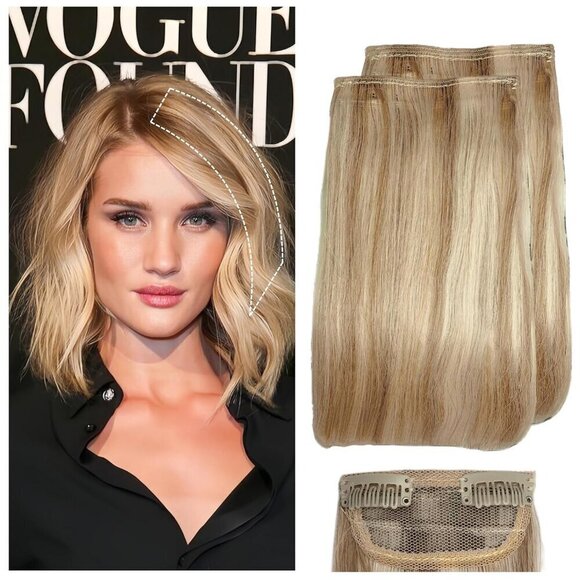 Other - Human Hair Clip In Extensions 6 Inch Light Golden Brown Blonde Thin Hair